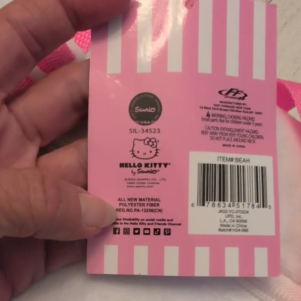 Sanrio Hello Kitty White and Pink Plush Backpack